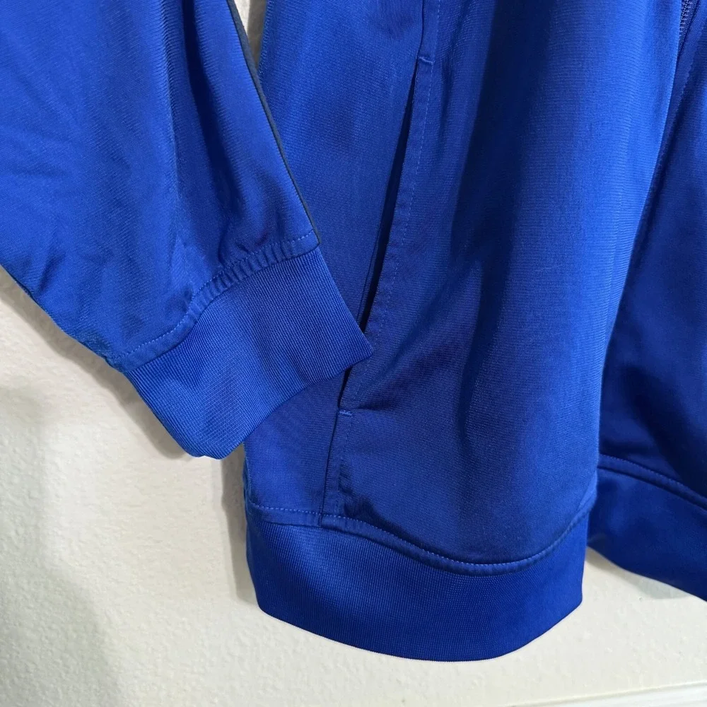Adidas Essential Track Jacket Men's Large Blue 3-Stripe Full Zip Sports Tracking